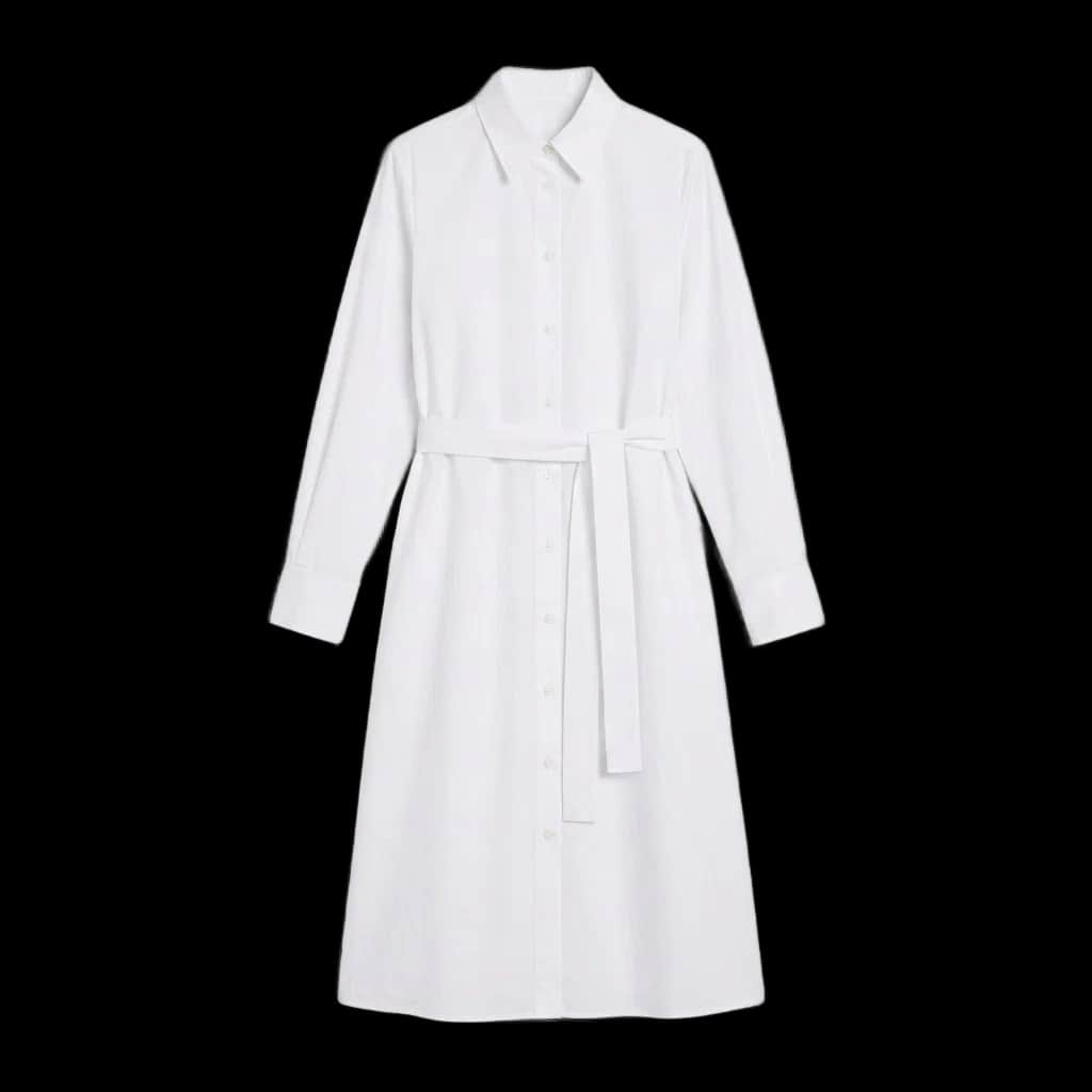 White Belted Shirt Dress