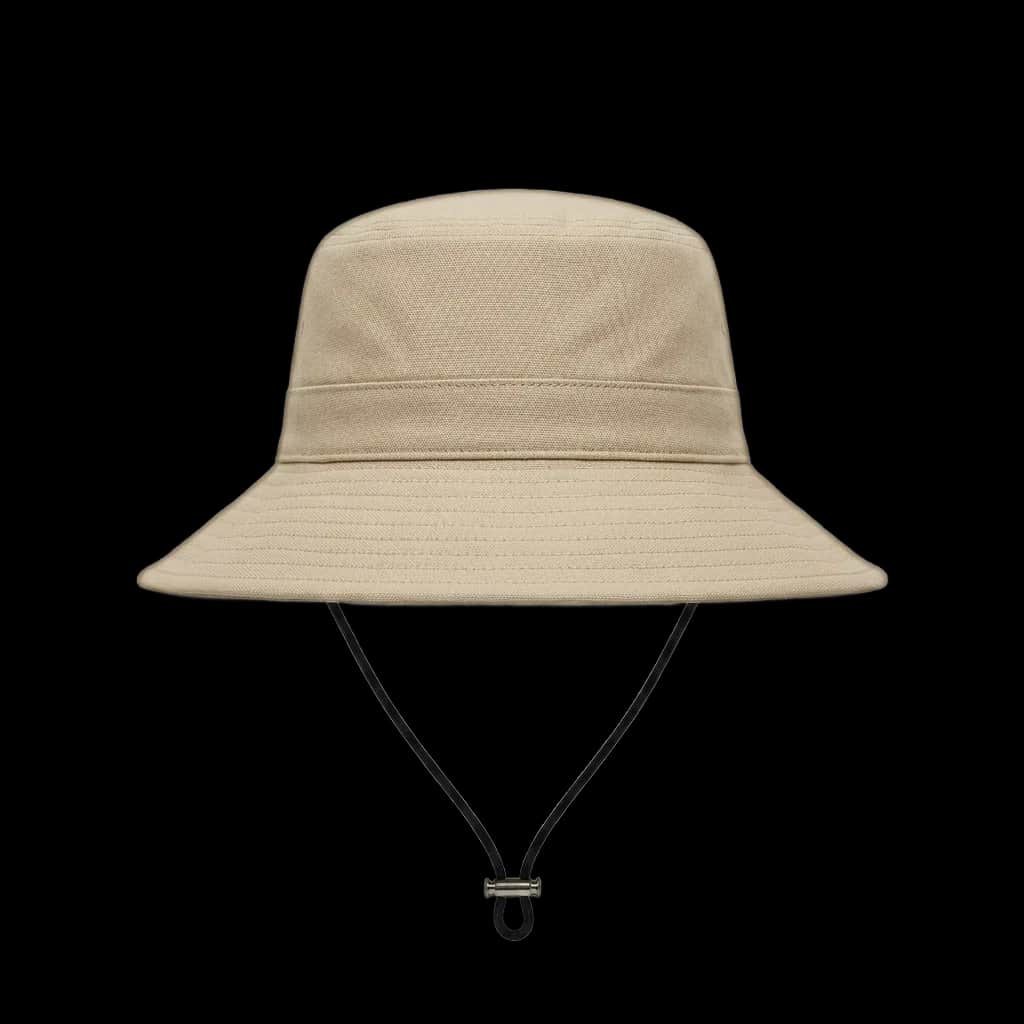 Beige Wide-Brim Bucket Hat